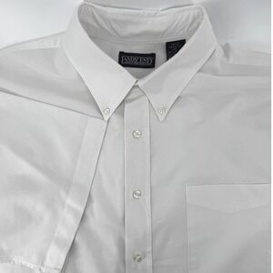 Lands End Mens 18‎ XXL Regular Fit Short Sleeve Button Down Shirt White Cotton